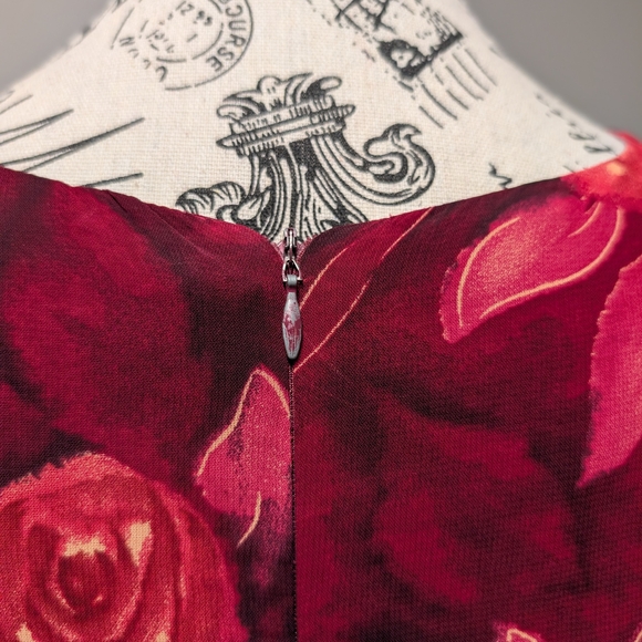 Vintage 90s Rose Patterned Sleeveless Mini Dress Size 4 - Picture 3 of 9